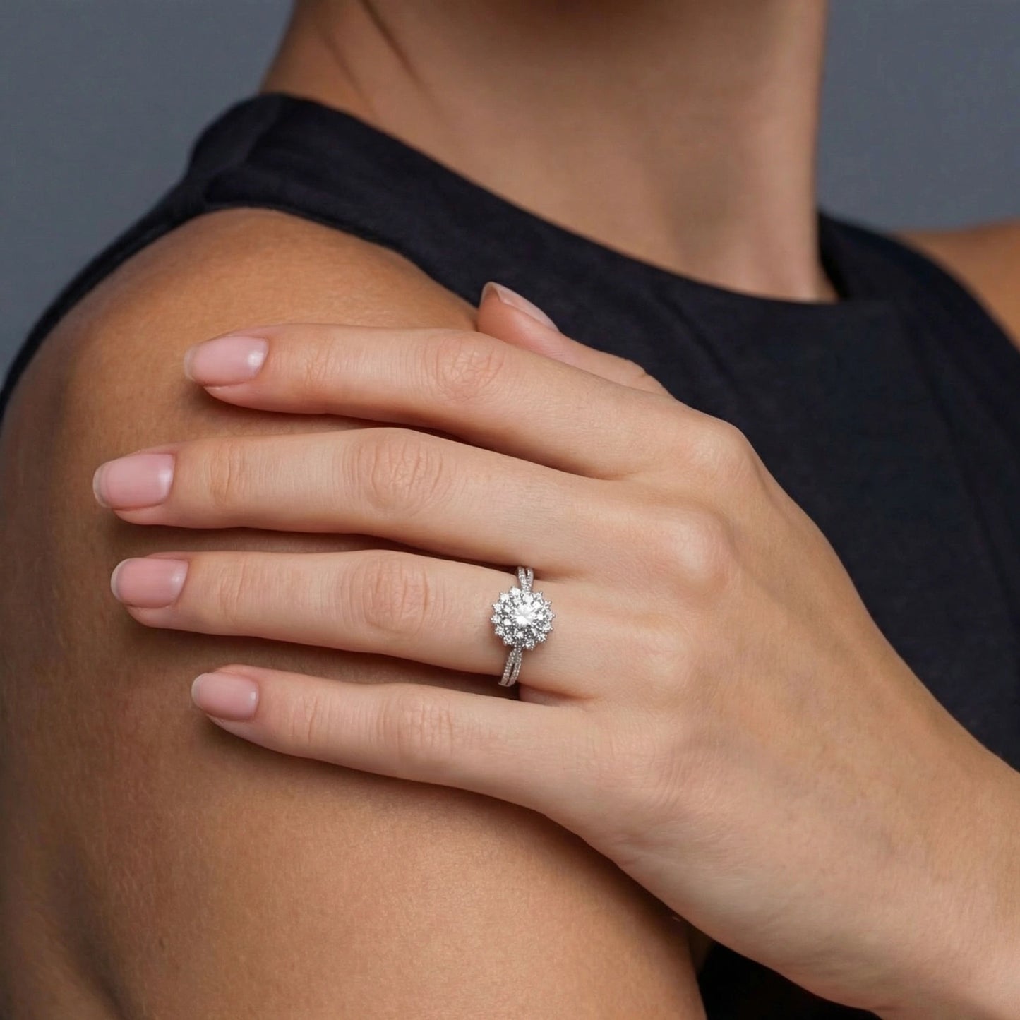 Stellar Halo  Moissanite Ring